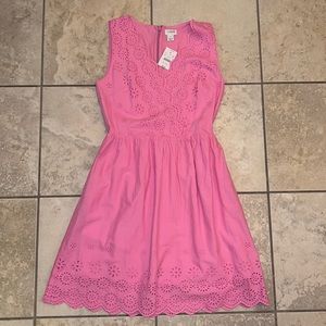 NWT J.Crew eyelet and scalloped pink dress size 0